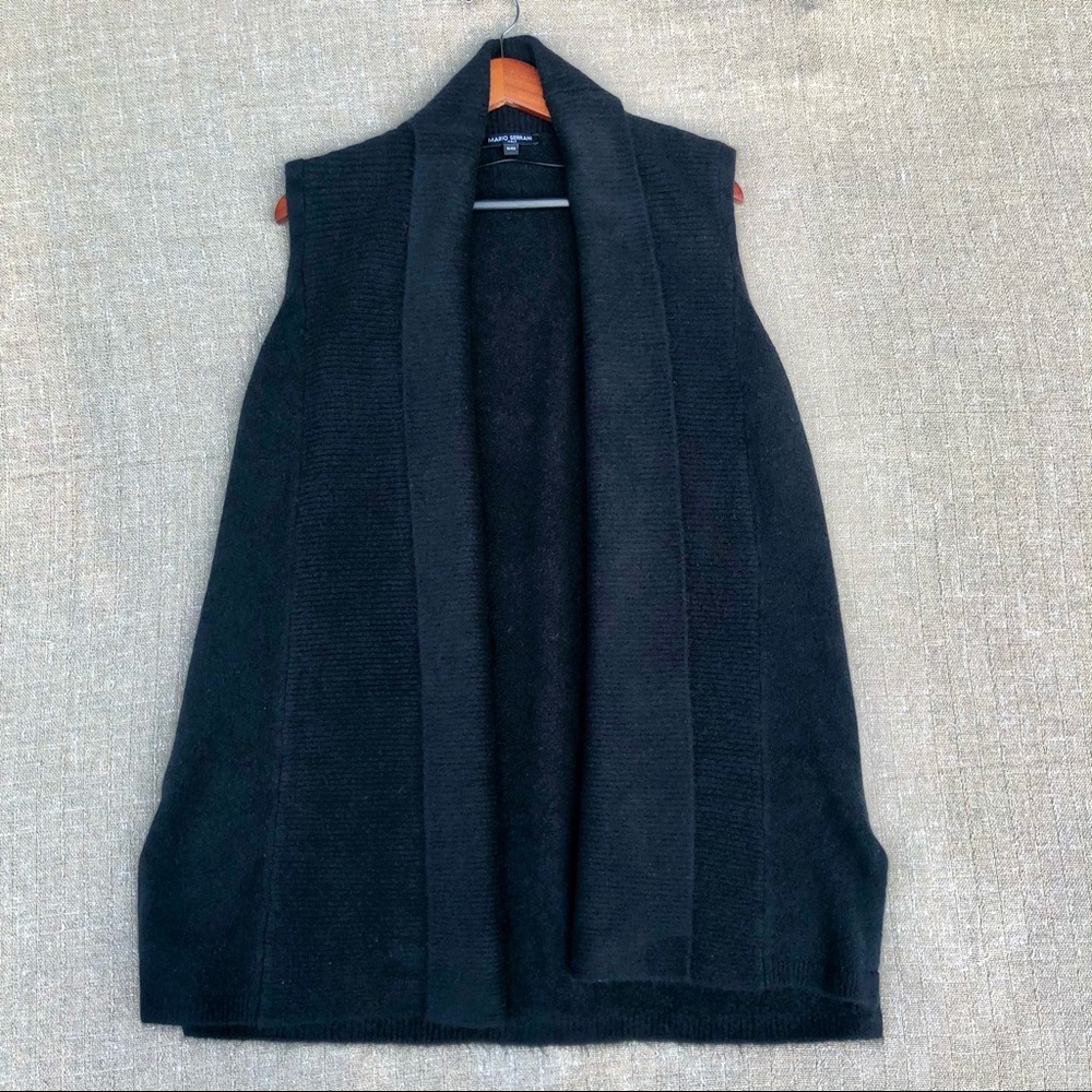 Mario Serrani Black Wool Tunic Vest XL